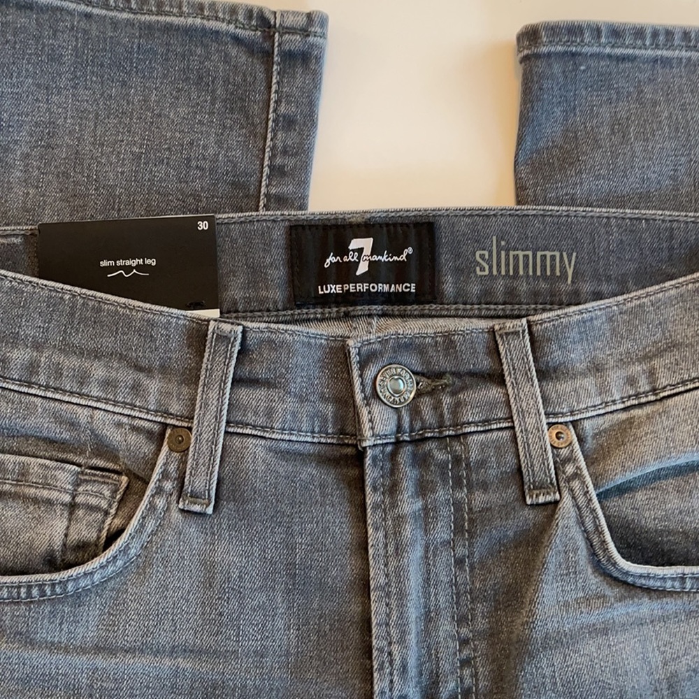 7 For All Mankind Jeans Slim Straight Leg Gray Size 30 NWT - Picture 4 of 17